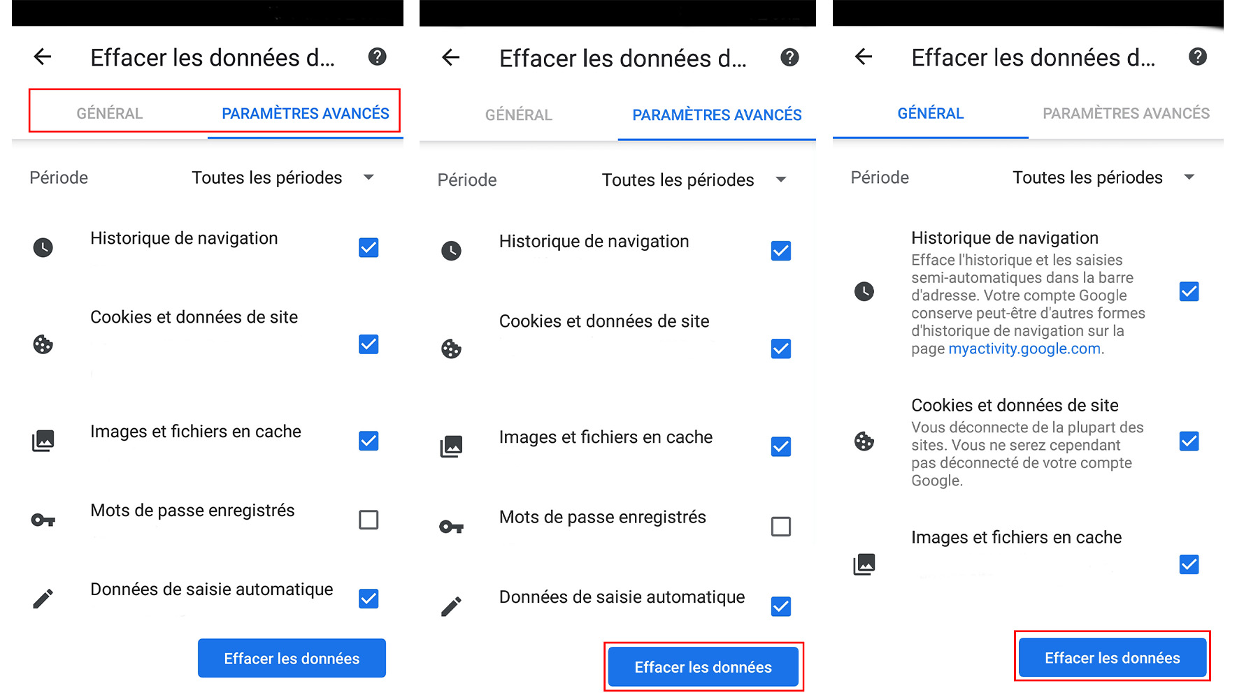 comment supprimer historique google sur portable