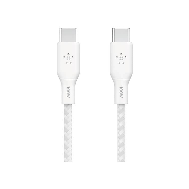 Câble blanc USB-C 100W tressé 2m - Belkin photo 1