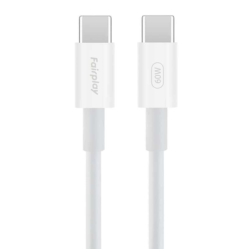 Câble de charge rapide Blanc USB-C 60W 2m photo 1