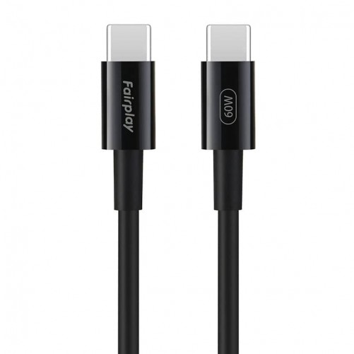 Câble de charge rapide Noir USB-C 60W 1m photo 1