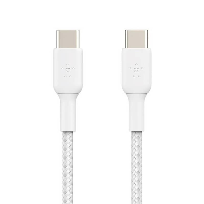 Câble tressé USB-C vers USB-C 2 mètres blanc - BELKIN photo 1