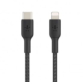 Câble tressé USB-C vers lightning 1m - Noir - BELKIN photo 1