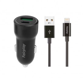 Pack chargeur allume cigare 20W avec câble lightning photo 1