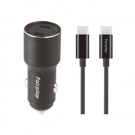 Pack chargeur allume cigare 60W avec câble USB-C photo 1